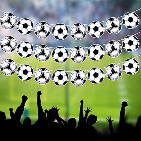 Soccer Banner Football Bunting Sign Soccer Party Supplies Soccer Ball Garland for World Cup Decorations, 5.9 inches Cover