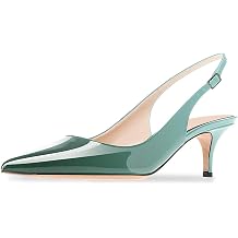 Slingback Pumps, Womens Pointed Toe Low Heel Sandals Slingback Strap Kitten Heel Pumps Evening Party Wedding Shoes