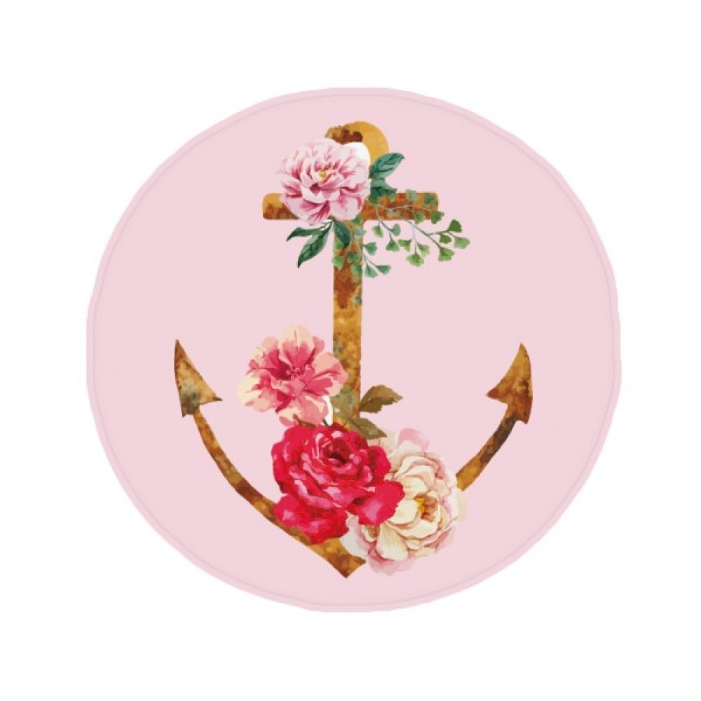 Tapis rond aquarelle ancre pour sécuriser la salle de bain