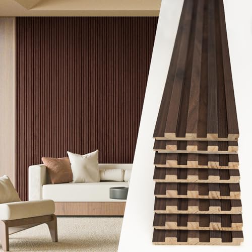 Image of Art3d 108 x 5.7 Inch Slat Wood Wall Paneling for Interior Decor, Walnut
