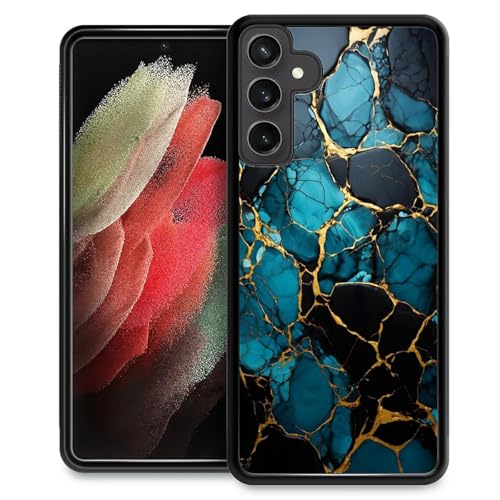DAIZAG Compatible with Samsung Galaxy S23 FE Case,Blue Black Gold Marble Slim Scratchproof Anti-Drop Pattarn Design for Boys Girls Protective Shell Case for Samsung Galaxy S23 FE