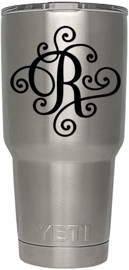 Monogram die Cut Decal/Sticker. Click for Color/Letter Options. Available in Four Colors and All Letters A-Z! Great for Windows, Yeti and RTIC tumblers, Macbooks and More! (Letter R, Black)