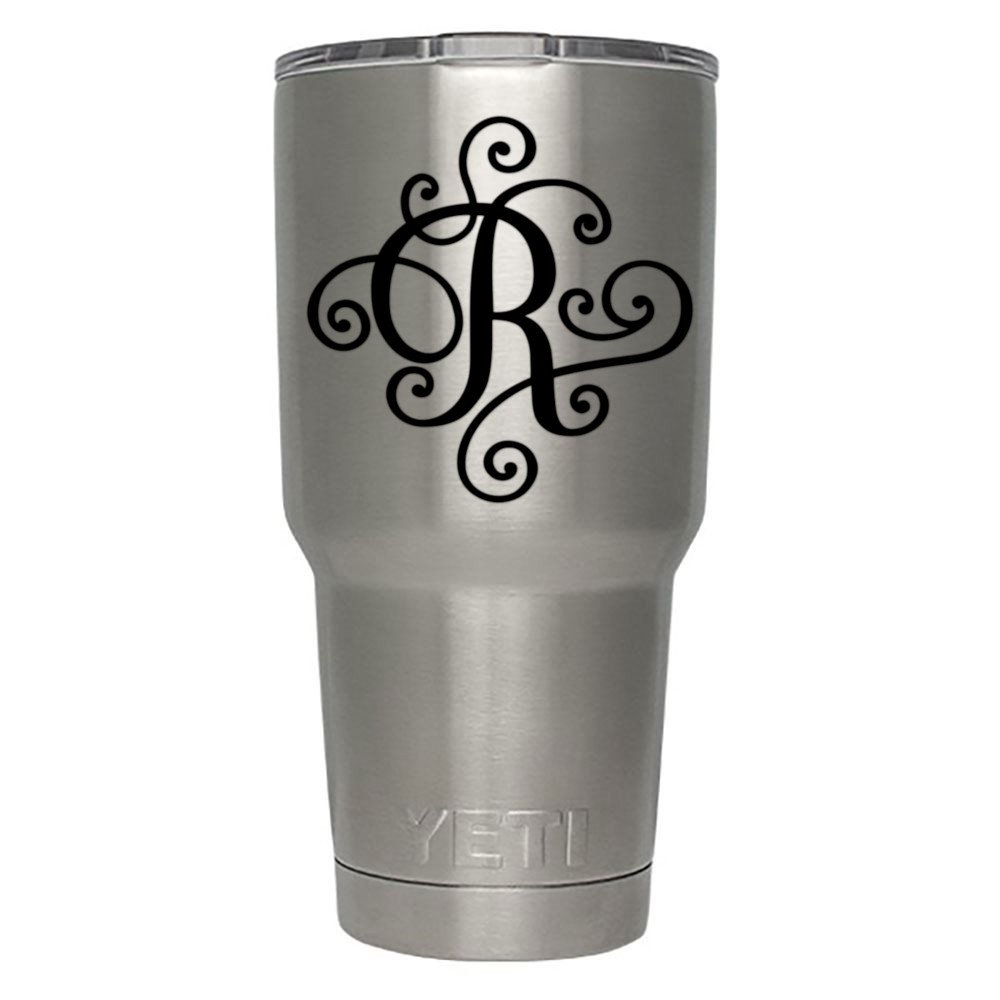 Monogram die Cut Decal/Sticker. Click for Color/Letter Options. Available in Four Colors and All Letters A-Z! Great for Windows, Yeti and RTIC tumblers, Macbooks and More! (Letter R, Black)