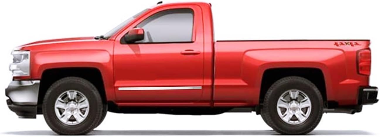 Generic MELEXI Chrome Side Door MOLDING 2 Door S.Steel Compatible with Chevy Silverado STD CAB 2014 to 2018