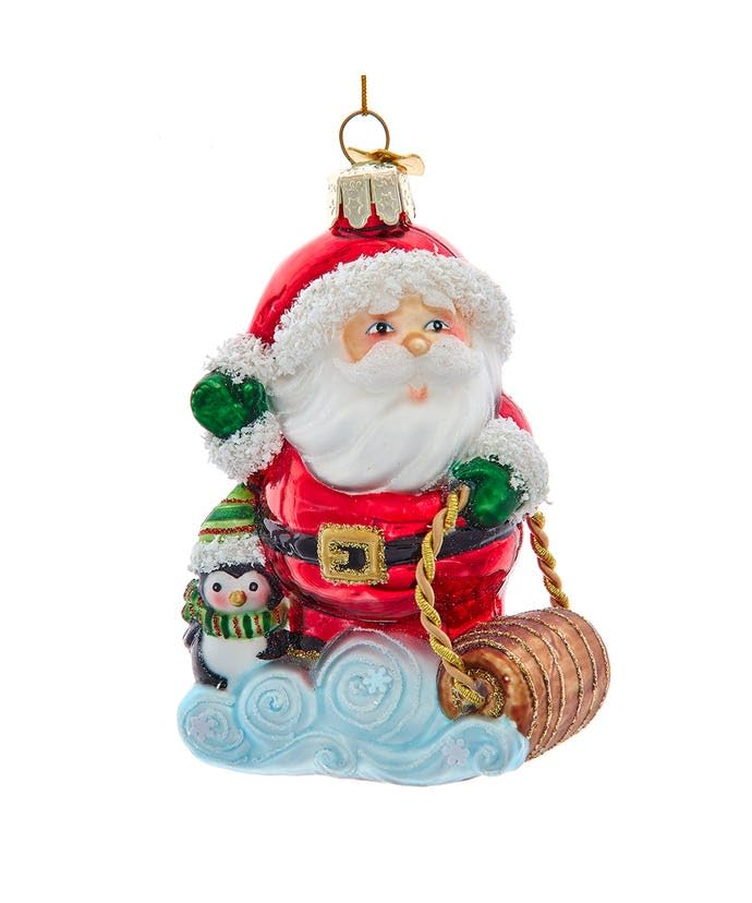 Traîneau Père Noël en verre Kurt S. Adler pour illuminer vos soirées de Noël en famille