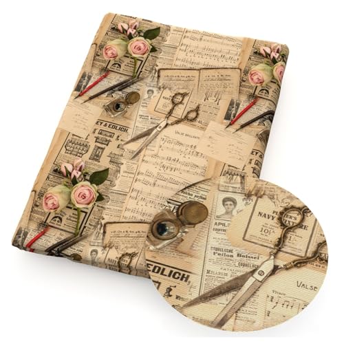Tissu imprimé floral vintage marron au mètre pour couture rétro #5 - 200