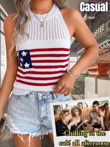 Image of ChiaoLezhee Women's Summer Knit Tank Tops, Racerback High Neck Lightweight Sweater Vest, Dressy Casual Outfits