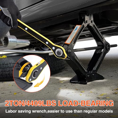 Image of 2 Ton(4409 lbs) Car Jack Kit, Scissor Jack for Car, Tire Jack Tool Kit Universal Car Emergency Kit, Portable Tire Changing Kit with Lug Wrench for Auto /SUV /MPV