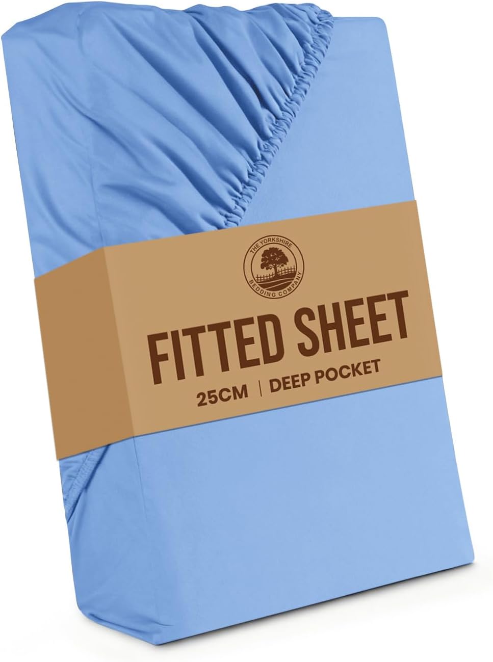 Yorkshire Bedding Single Bed Sheets 25 CM Deep Sky Blue Bedsheets with Elastic Corners Easy Care Soft Brushed Microfiber Fabric Breathable Shrinkage Fade-Resistant