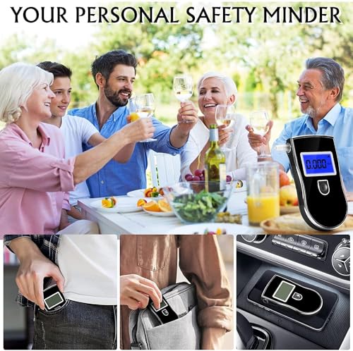 Image of Digital Alcohol Tester Breath Analyzer High Accuracy Semiconductor Sensor Breath Tester Police Grade & Fast Result Alcohol Tester with 5 Mouthpieces (Model S-40)