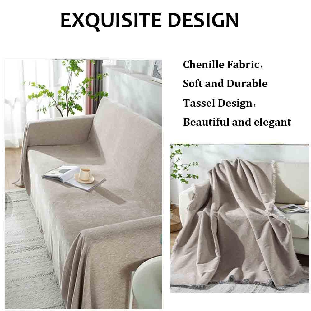 Manta Grande para Sofá, Plaid Impermeable, Chenille Mantas Grandes, Cubre Chaise Longue, Lavable (#396, 180x380cm)