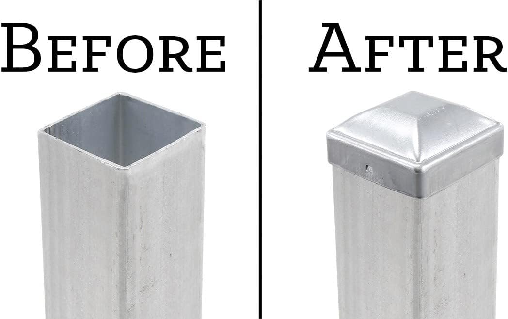 3" x 3" Square Pressed Steel Dome Caps Galvanized Steel (10 Pack)