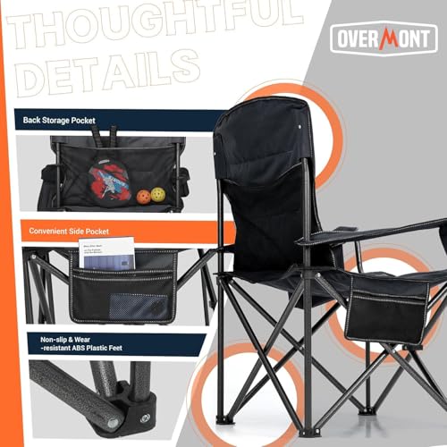 Overmont CC-600D Oversized Folding Camping Chair 2Pack - 450Lbs Support With Padded Cushion Cooler Pockets - Heavy Duty Collapsible Chairs thumb #8