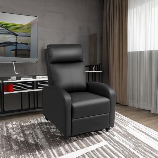Miniatura 6 de Rankok Silla reclinable moderna de piel sintética, silla reclinable ergonómica ajustable para sala de estar, teatro en casa, sofá individual
