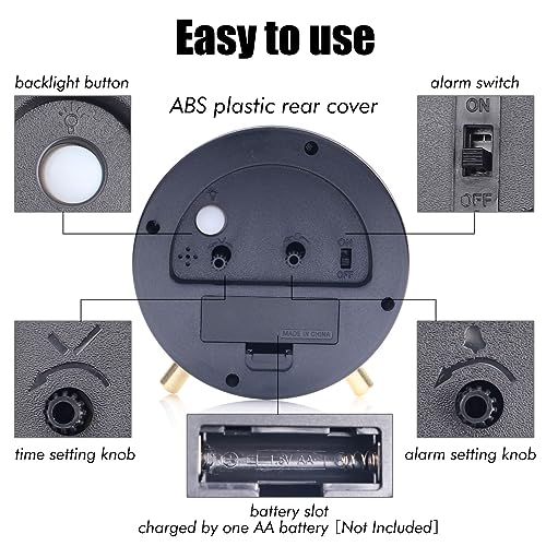 Image of Alarm Clock for Kids 4.5 inch Analog Alarm Clock for Children Time Learning Bedroom Battery Operated Clock White