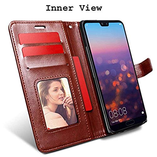 Image of Amazon Brand - Solimo Flip Leather Mobile Cover (Soft & Flexible Back case) for Realme C3 / Narzo 20A (Brown)