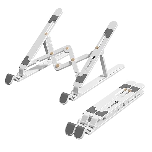 Portronics My Buddy K Lite Foldable Laptop Stand with Adjustable Heights, Anti-Slip Silicone Pads, Collapsible Design, 5 kg Max Weight, ABS Build, Portable & Lightweight Holder Riser (White)