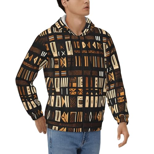 Sweat à capuche zippé homme veste décontractée manches longues imprimé africain