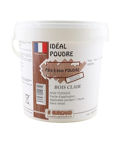 PATE A BOIS IDEAL POUDRE/Mastic en poudre universel destiné à la restauration de tous défauts. Mélangé à l'eau, il forme une pâte à bois fine. (BOIS CLAIR)