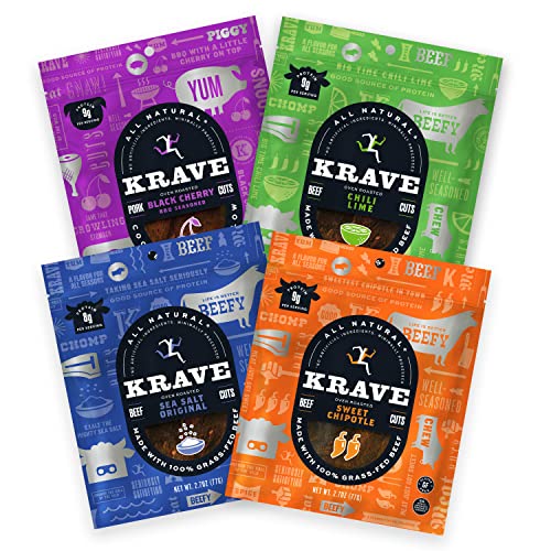 KRAVE Beef & Pork Jerky Variety Pack - Gluten Free, 2.7 oz (4 Count)