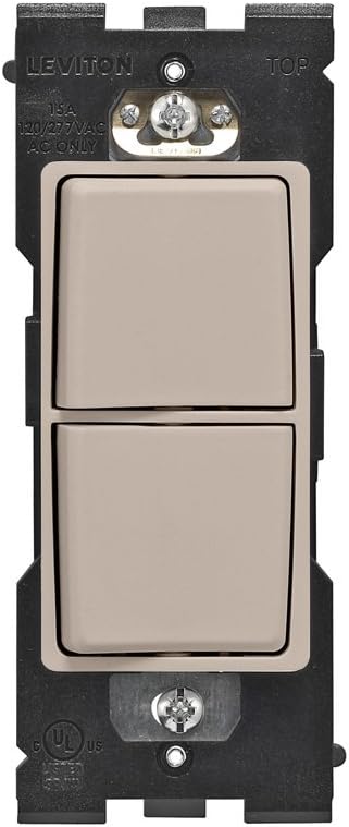 Leviton RE634-CA Renu Single Pole Combination Switch, 15-Amp, 120/277VAC, Café Latte