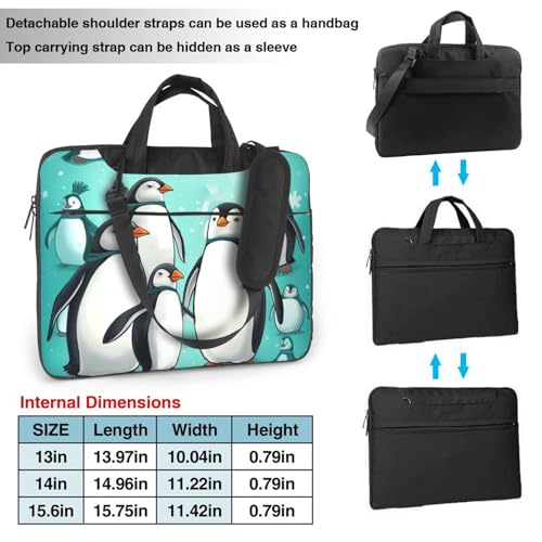 Bolso para portátil con diseño de pingüino negro 14 pulgadas miniatura 3