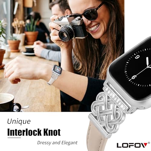 Image of Compatible with Apple Watch Bands Women 38 /40 /41 /42mm Dressy Slim Leather Strap with Designer Celtic Knot Interlock Buckle Bracelet for iWatch Series 11 10 9 8 7 6 5 4 SE 3 2 1