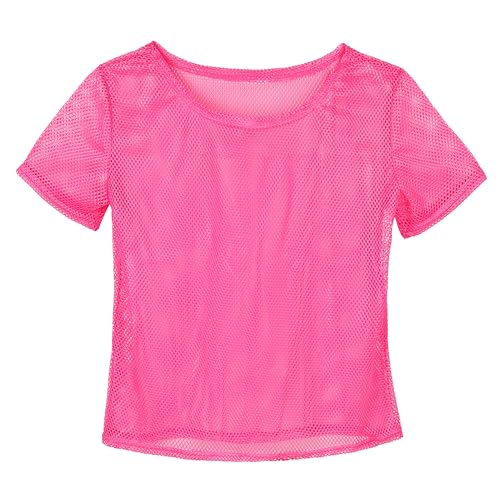 KarneLux T-Shirt en Maille Fluo - Haut Pour Festival - Chemise Comme Déguisement Pour les Tenues des Années 80 et 90 - Carnaval ou Fêtes à Thème