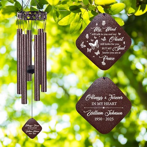 Image of ASTARIN Personalized Memorial Wind Chimes, Customized Wind Chime for Loss of Loved One /Mother /Father, Wind Chimes for Outside Garden Decoration, Sympathy Gifts for Women /Man