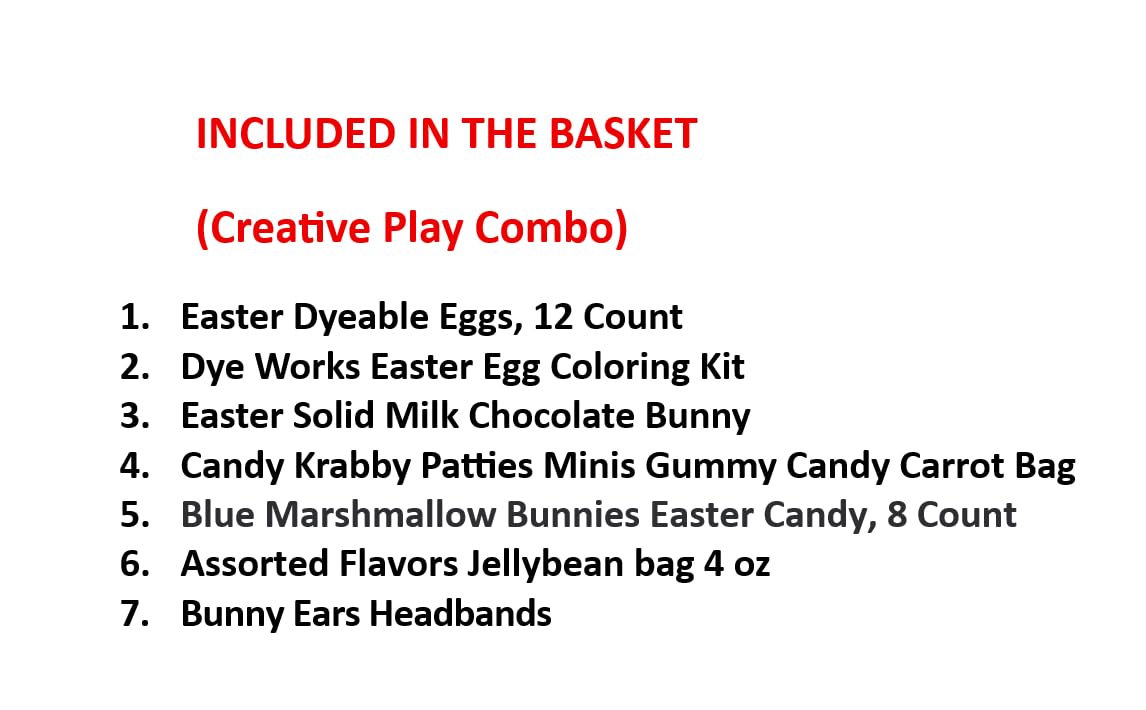 Boys Easter Egg Hunt Pre-Filled Basket for Kids, Build Your Own Candy and Toy Combo, Chocolate Eggs, Bunny Candy, Games, Coloring Book, Ages 3-10 (Creative Play Combo)