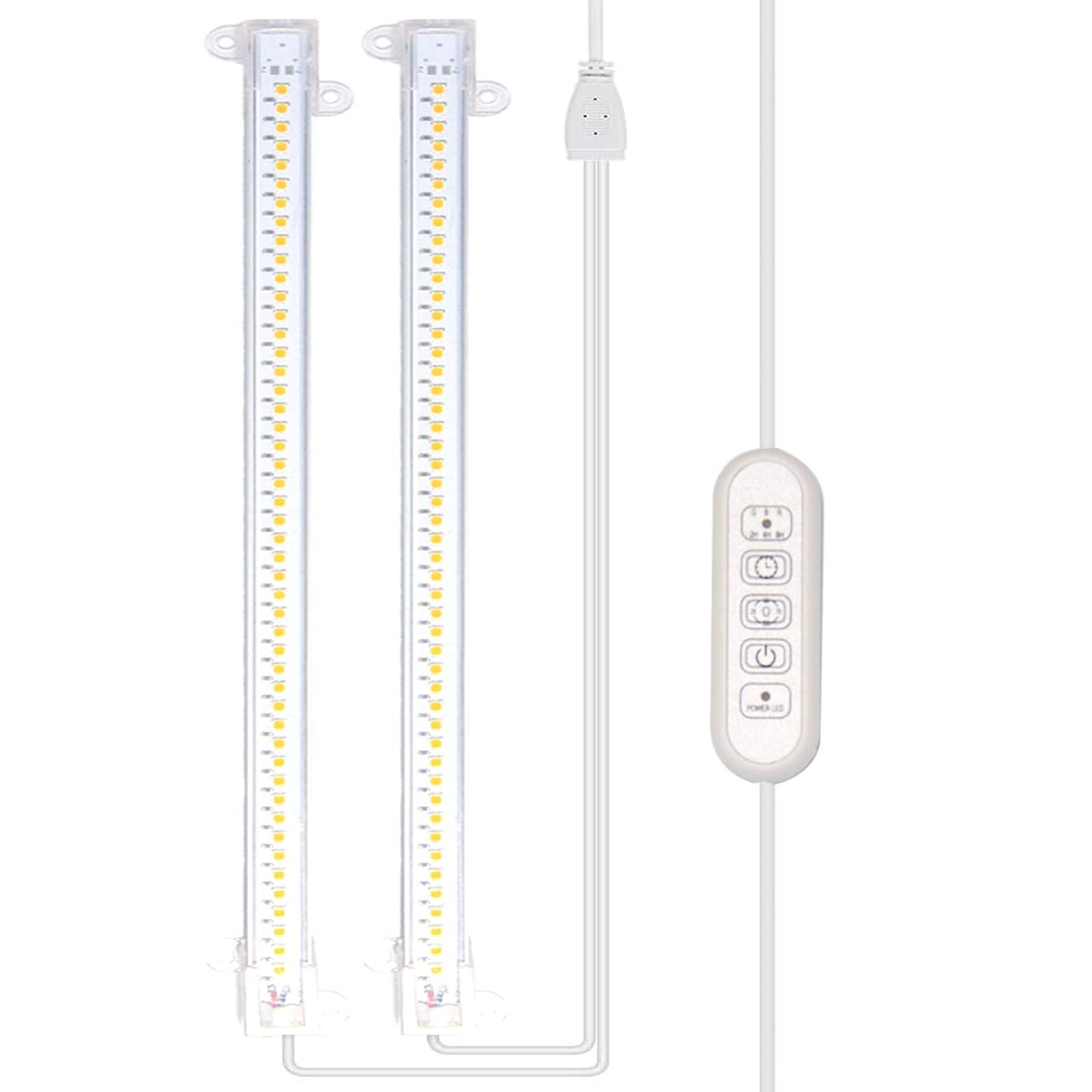 2-Pack 16W Sun-Like Full Spectrum LED Plant Grow Light Strips - Timed On/Off, Memory Function, 4 Brightness Levels