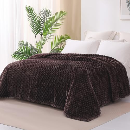 Image of Exclusivo Mezcla Fleece Twin Blanket for Bed, Extra Large Fuzzy Coffee Bed Blankets, Soft Cozy Plush Sofa Throws for All Seasons, 90x66 Inches
