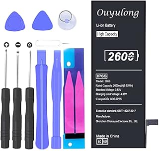 Battery for iPhone 6S 2600mAh Upgraded High Capacity Battery Replacement with Remove Tools Kit for iP 6S A1633, A1688, A1700 with Instruction 3 Year Warranty