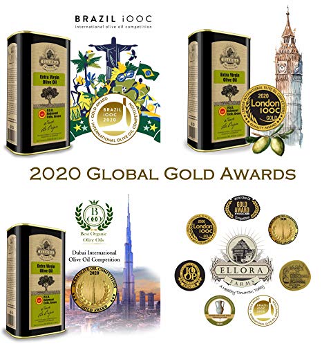 Ellora Farms, Global Gold Award Winner, Certified PDO Extra Virgin Olive Oil, Single Estate, Single Origin, Single Variety, Cold Press & Traceable Olive Oil, Born in Crete, Greece, Kosher, 1 Lt Tin (33.8 oz.) - Thumbnail 2