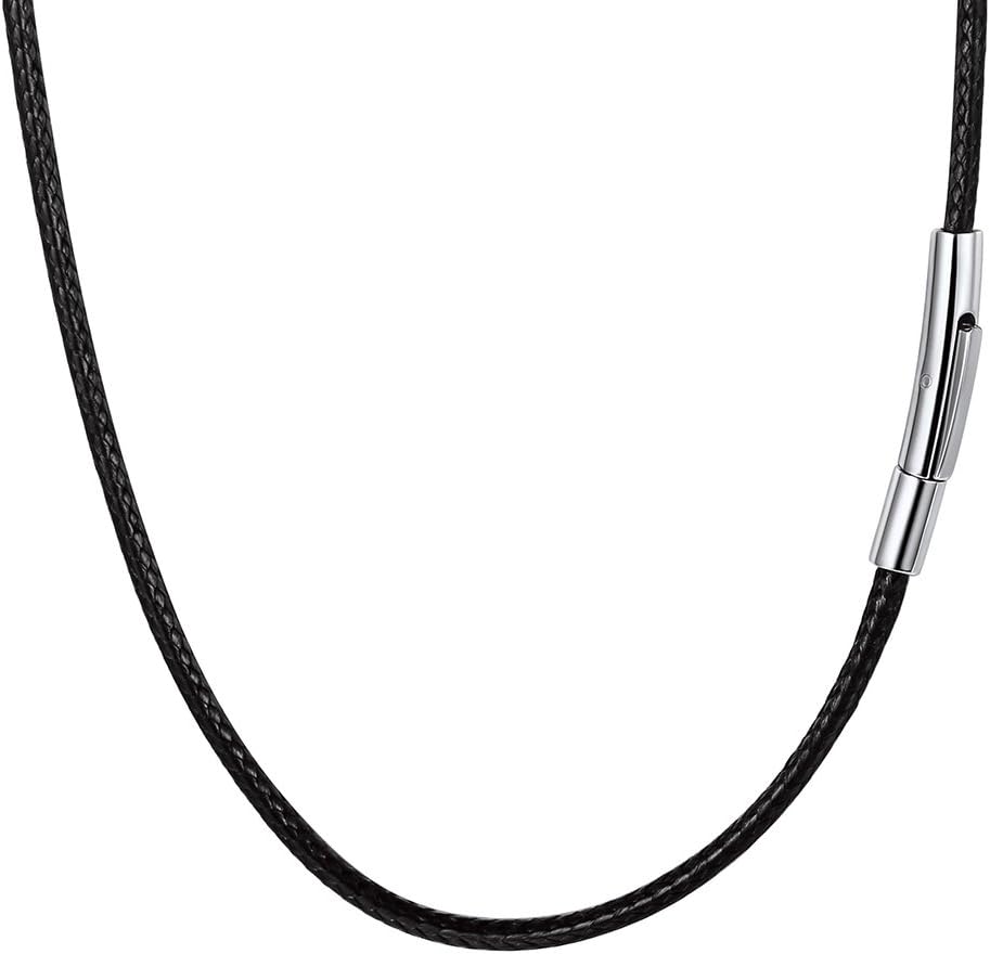 PROSTEEL Waterproof Leather Necklace Cord for Men, 2MM/3MM, 16”-30”, with Stainless Steel Clasp, DIY Chain for Pendant, Come with Box