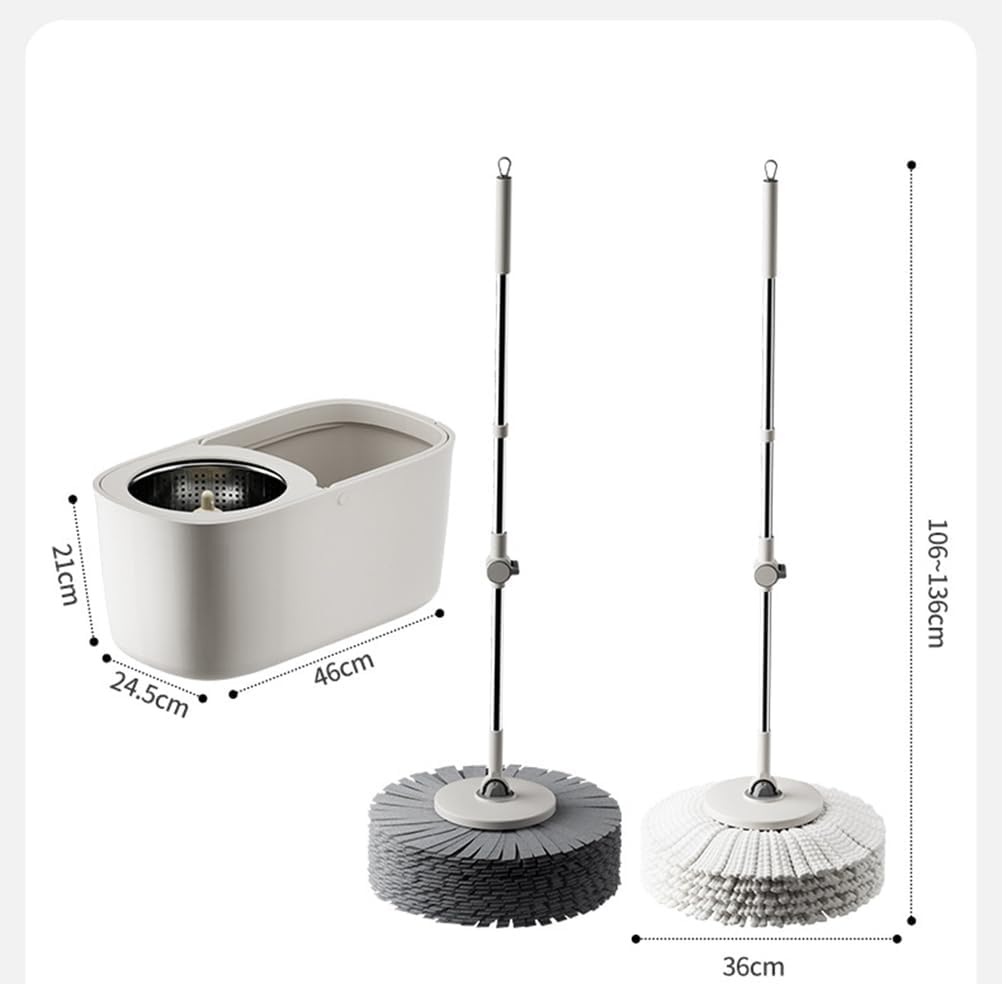 Dual Drive Rotating Mop Bucket Set, Stainless Steel Wet and Dry Mop for Household Cleaning, Retractable Design, No Hand-Washing Required Automatic Spin Drying