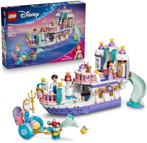 LEGO Disney Princess Arielles Königliches Hochzeitsboot 43299 | Spielzeug ab 6 Jahren für Mädchen, Set mit 7 Figuren inkl. Arielle und Vanessa, Zimmerdeko, Geschenk für Kinder, 519