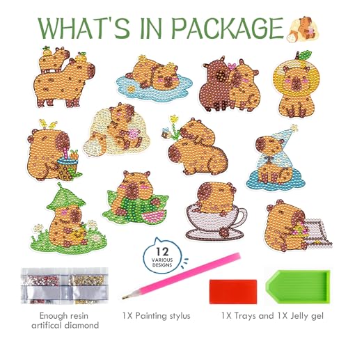Imanes Decorativos Capybara Diamond Art 12 piezas miniatura 3