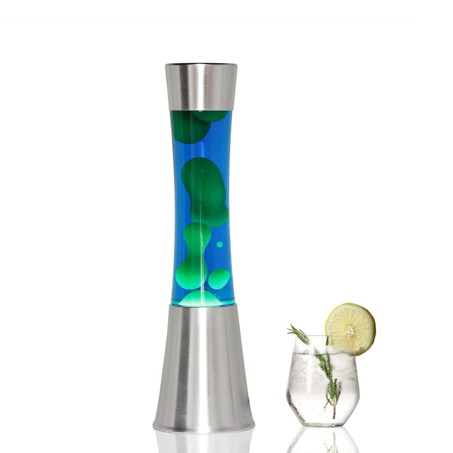 Lámpara de lava azul verde, lámpara de lava retro, 39,5 cm, sala de fiestas, idea de regalo de Navidad, G9 30 W con interruptor de cable, bombilla incluida, lámpara volcán