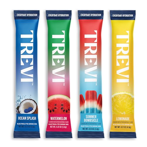 Image of TREVI Electrolytes Powder Packets, Sugar Free Hydration, Poolside 20 Pack | Essential Daily Drink Mix, 0 Sugar, Magnesium, Potassium, Vitamin C, Calcium, B6 & B12 Vitamins