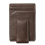 HOJ Co. Jack Multicard Money Clip Wallet | Strong Magnetic Clip | Center Storage Pocket | Men's Leather Front Pocket Wallet