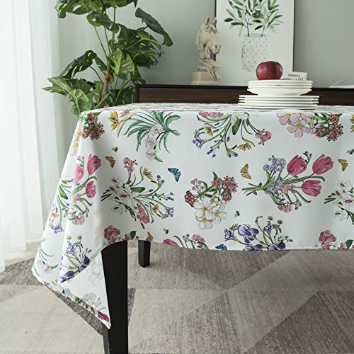 Flyspped Waterproof Wildflower Floral Print Tablecloth Rectangle Table Cloth For Dinning Room 60 Inch By 84 Inch #TOP1