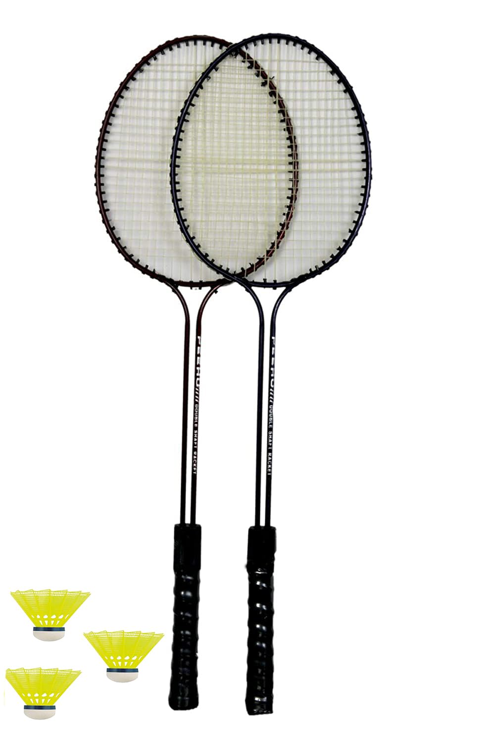 AB FITNESS Double Shaft Badminton Racket Set of 2 Piece with 3 Piece Nylon Shuttles, Black (B0CC3XCKT1) Amazon Price History, Amazon Price Tracker
