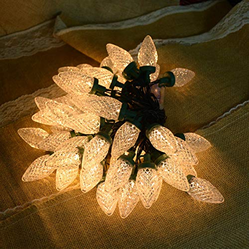 Image of C9 Christmas Lights, 50 led Battery Operated Strawberry Christmas String Lights for Holiday Decorations Christmas Wreaths Xmas Tree Front Door Garland Decorations (Warm Lighting)