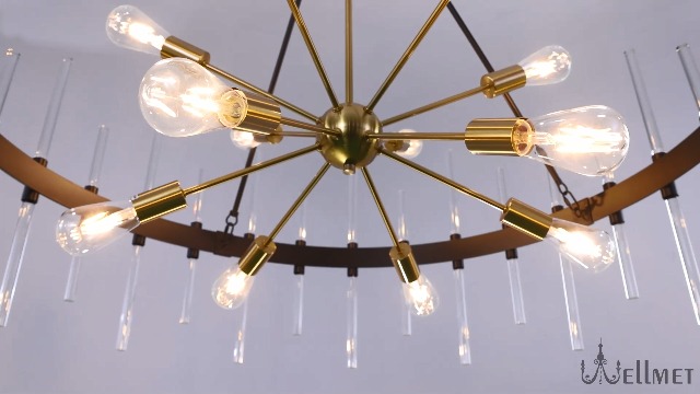 Wellmet Black and Gold Chandelier, Modern Dining Room Chandelier
