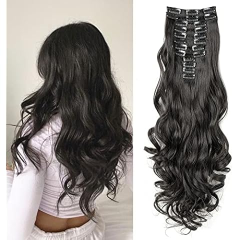 JIAMEISI 22-Inch Off Black Curly Hair Extensions Cover