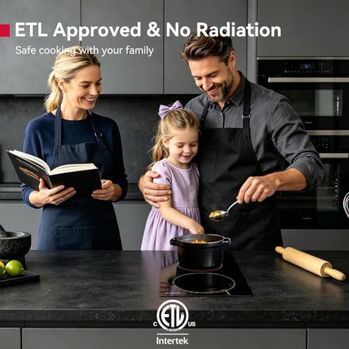 Image of GASLAND 12 Inch Electric Cooktop 2 Burner ETL Certified, 3000W Built-in Electric Radiant Glass Stove Top with 16 Power Levels, 220V Ceramic Hob, Keep Warm, Slide Touch Control & Timer