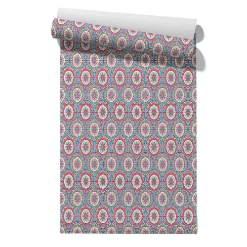 CEVAN Papel de Pared Friki Revestimiento PVC Terraza Mandala Con Estampado Étnico Retro Art Arte Retro Papel Pintado Impermeable Y Resistente Aceite Para Paredes Cocina 45x300cm