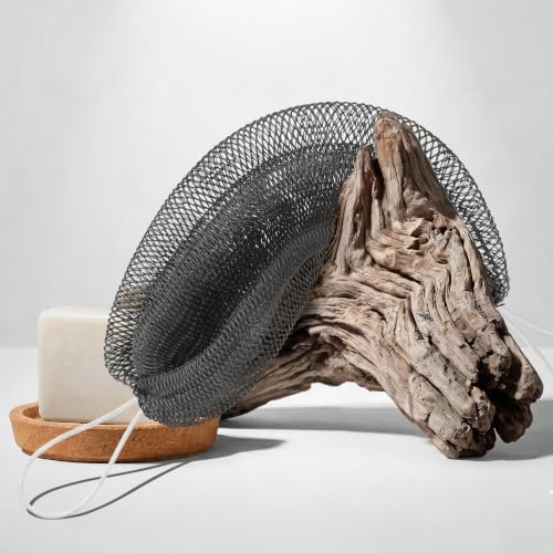 Image of UJFQBH African Net Sponge Authenti, Exfoliating Body Scrubber for Back and Hard to Reach Areas, Gentle Daily Exfoliation for Deep Cleansing, Quick Drying Shower Essential, Aqua Grey 3 Pack