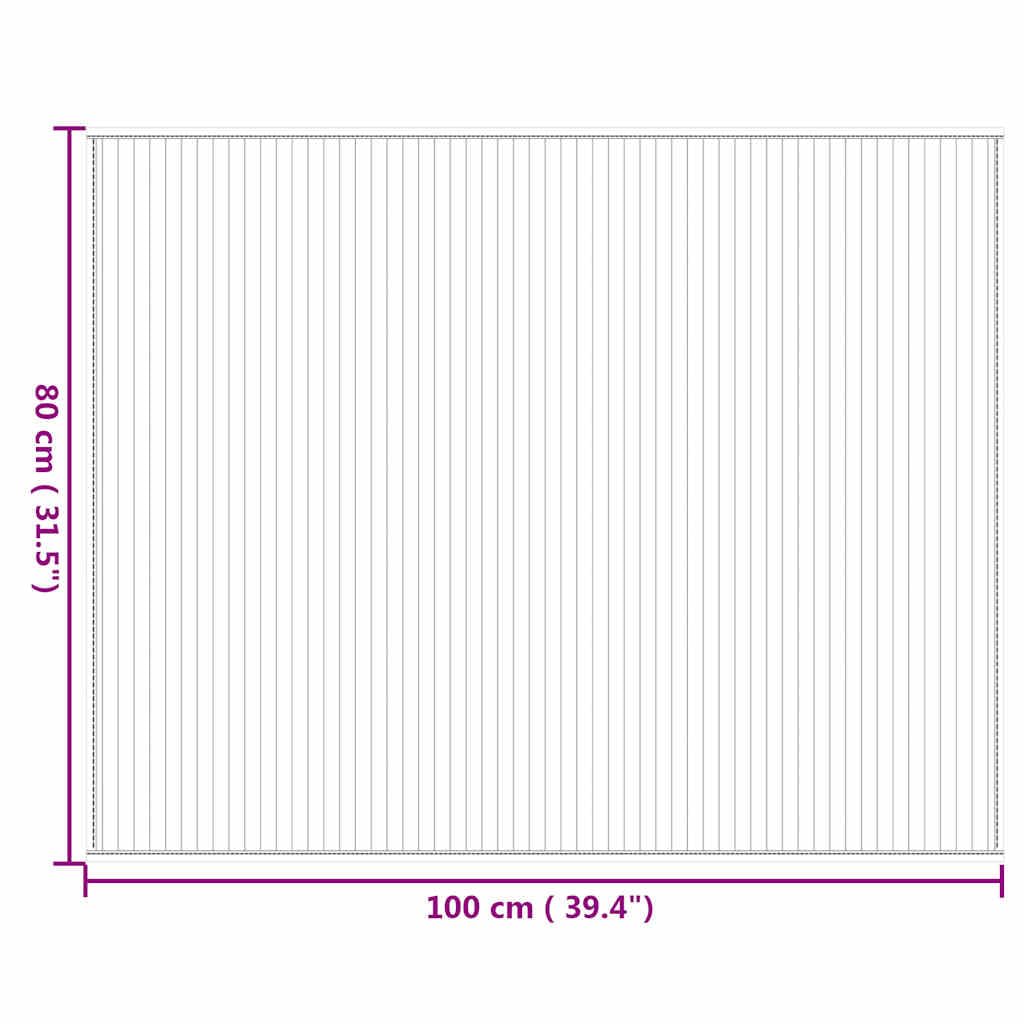 Tapis en bambou naturel 80 x 100 cm – Tapis rectangulaire en bambou avec dessous antidérapant, tapis en bambou durable pour salon, cuisine, couloir